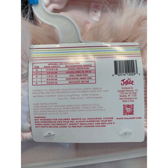 Justice Pet Dog's Faux Fur Hooded Ombre Puffer Jacket Size S NWT - Picture 2 of 5